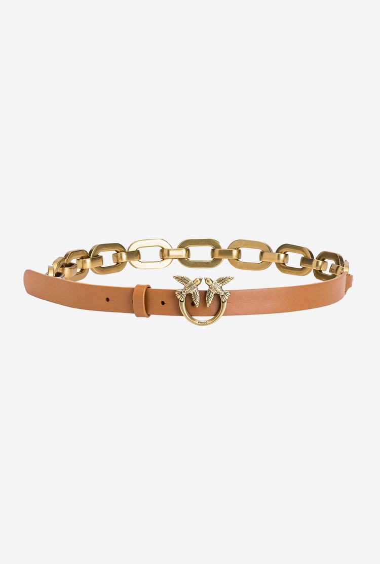 Brown Gold Women's Pinko Large Chain Belts | Ireland-34871059