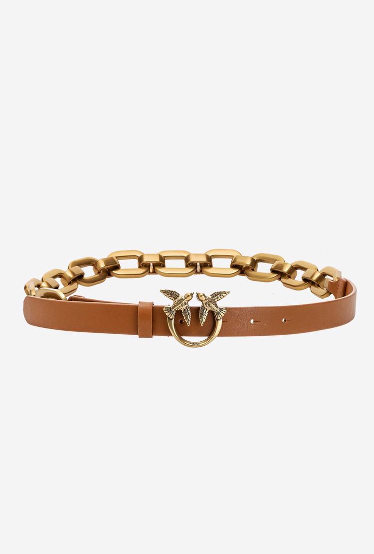 Brown Gold Women's Pinko Large Chain Belts | Ireland-89610429