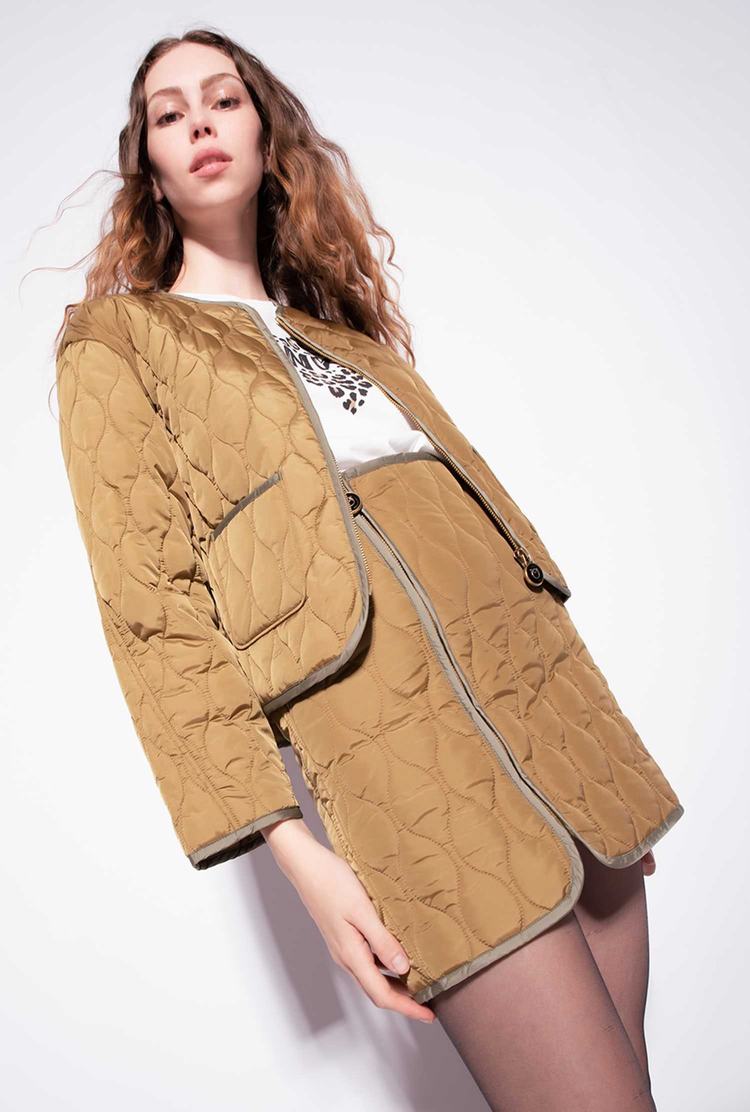 Brown Women's Pinko Cropped Quilted Coats | Ireland-21960759