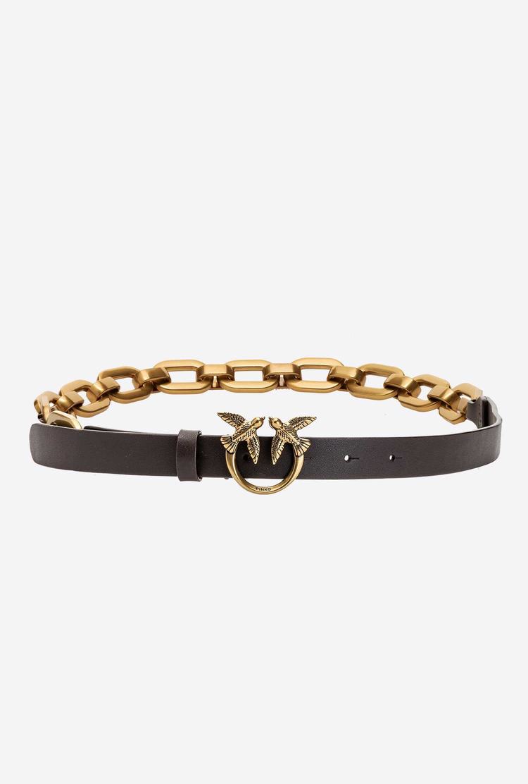 Dark Brown Gold Women's Pinko Large Chain Belts | Ireland-83059769