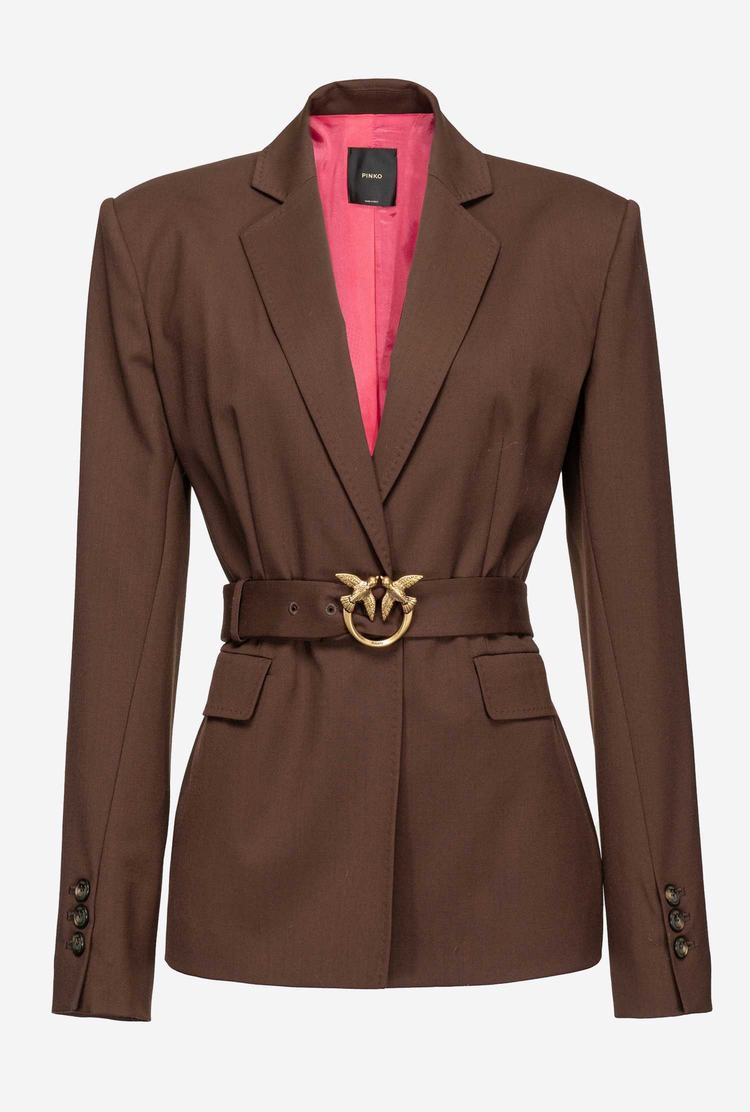 Dark Brown Women's Pinko Love Birds Blazers | Ireland-62193809