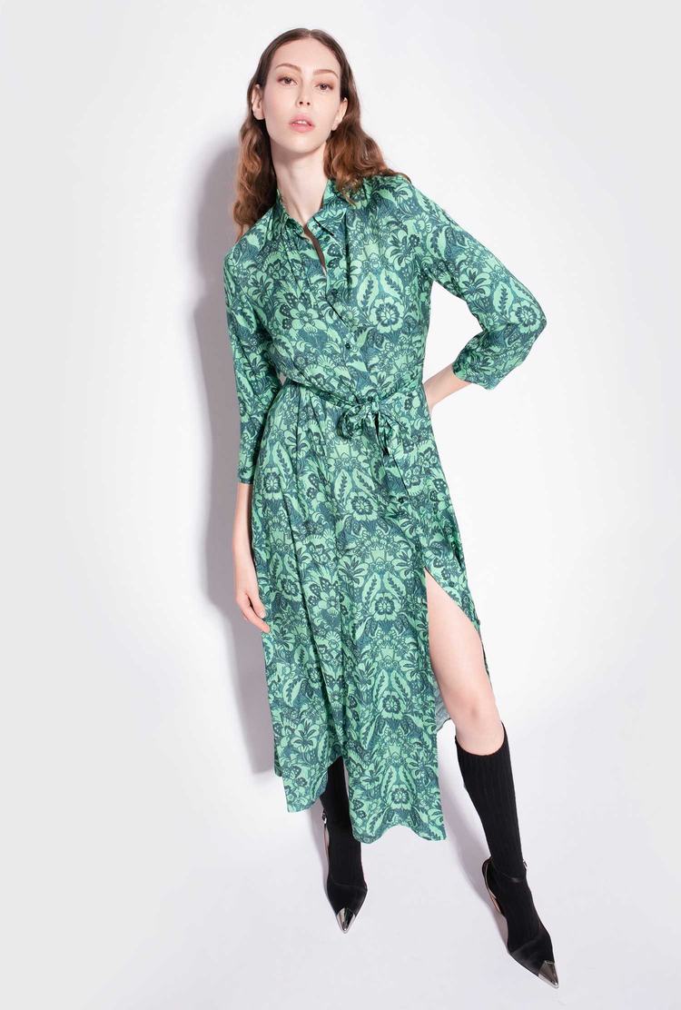 Dark Green/Light Green Women's Pinko Long Floral Dress | Ireland-83674299