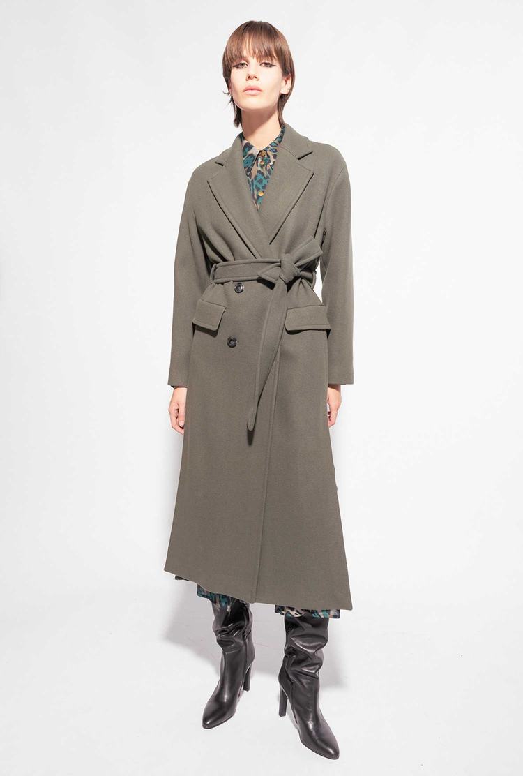 Dark Green Women's Pinko Long Wraparound Coats | Ireland-42538099