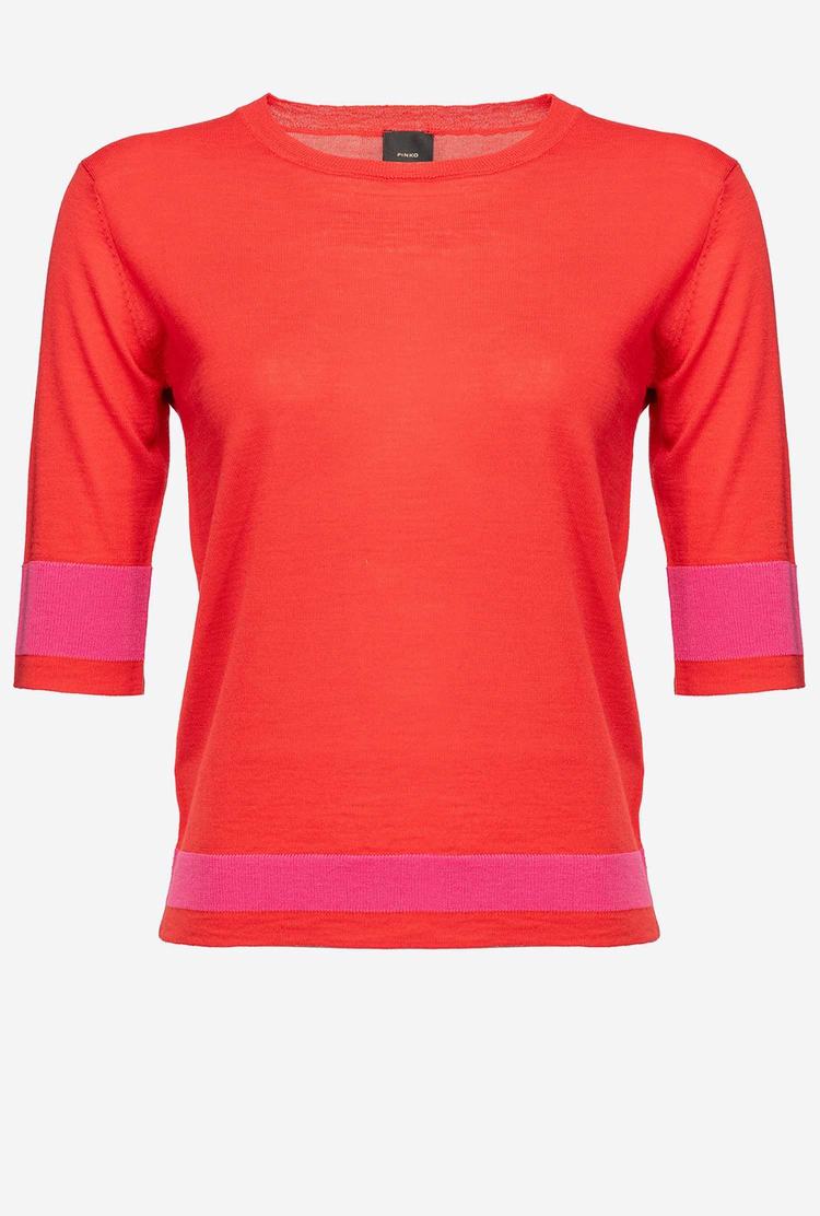 Deep Red Women's Pinko Colour-block Sweaters | Ireland-78306599