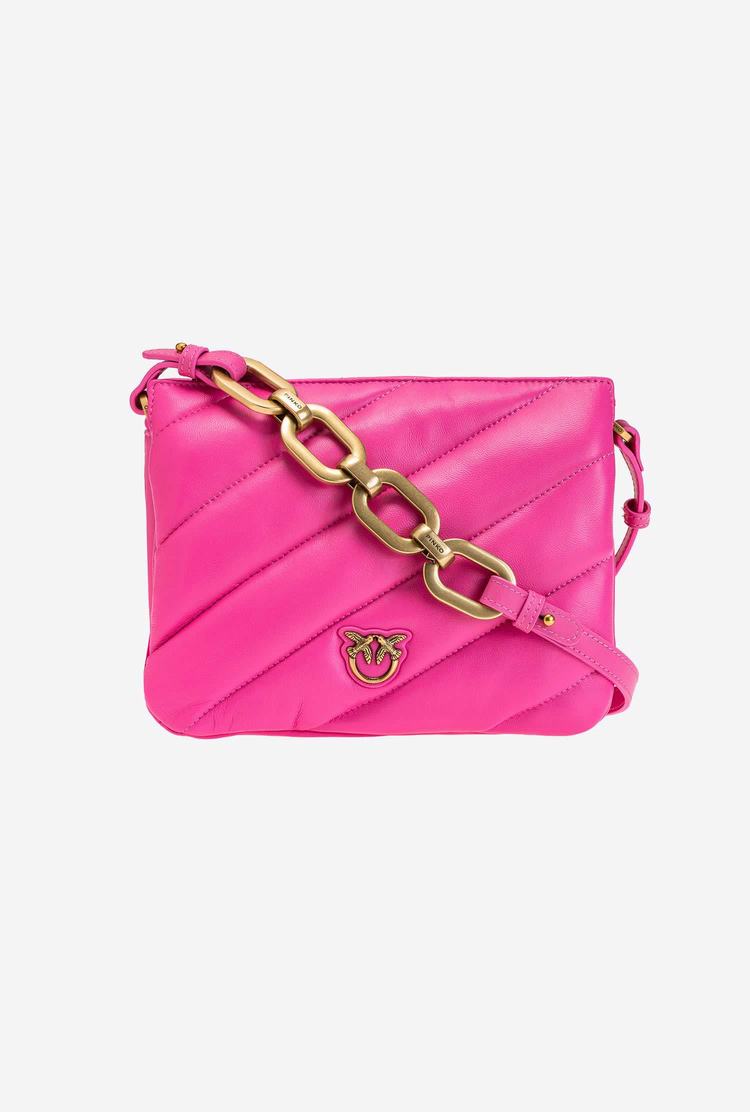 Fuchsia Gold Women's Pinko Mini Twins Bag Maxi Quilt Crossbody Bags | Ireland-25873199