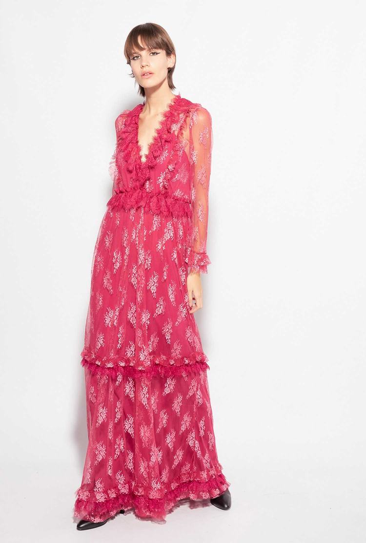 Fuchsia Women's Pinko Long Lace Dress | Ireland-84392759