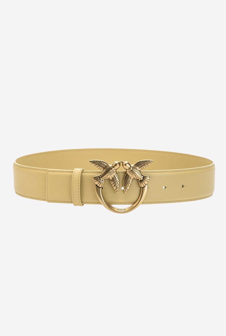 Gold Women's Pinko Love Birds Leather Belts | Ireland-32690819