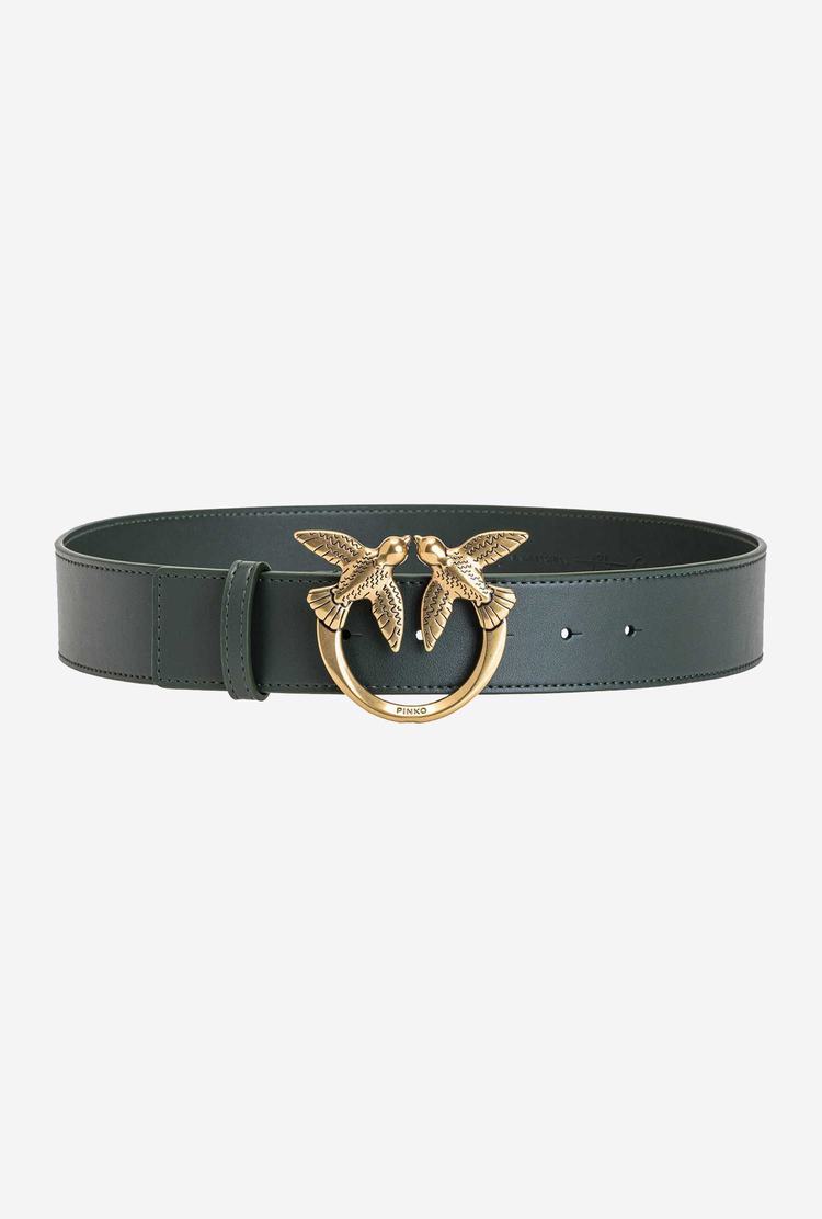 Green Gold Women's Pinko Love Birds Leather Belts | Ireland-49167509