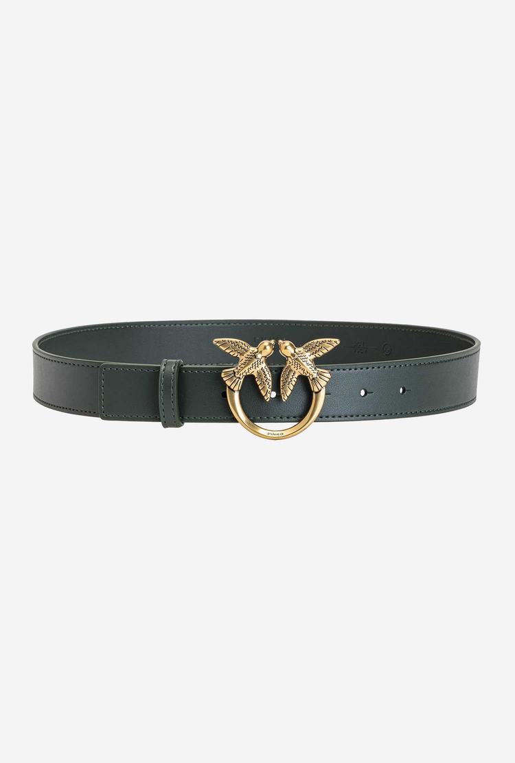 Green Gold Women's Pinko Love Birds Leather Belts | Ireland-68354719