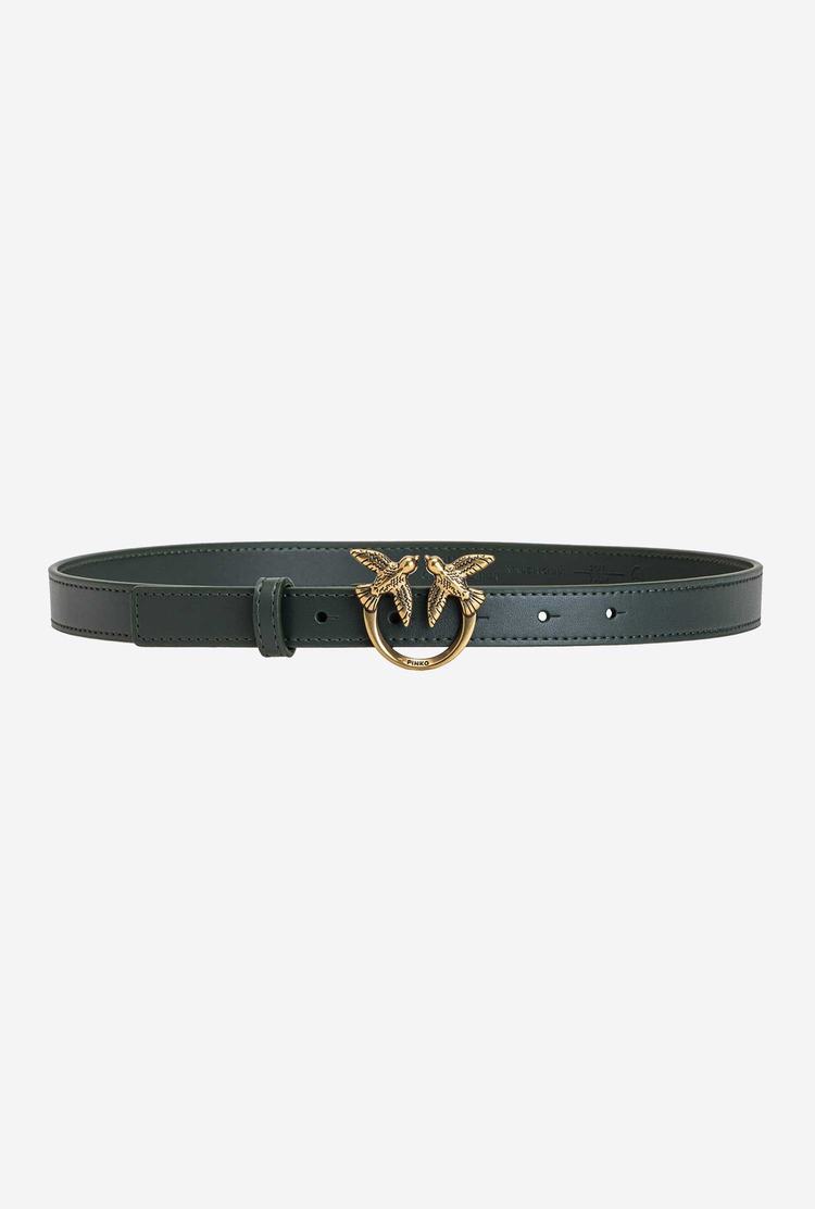 Green Gold Women's Pinko Love Birds Thin Leather Belts | Ireland-48967059