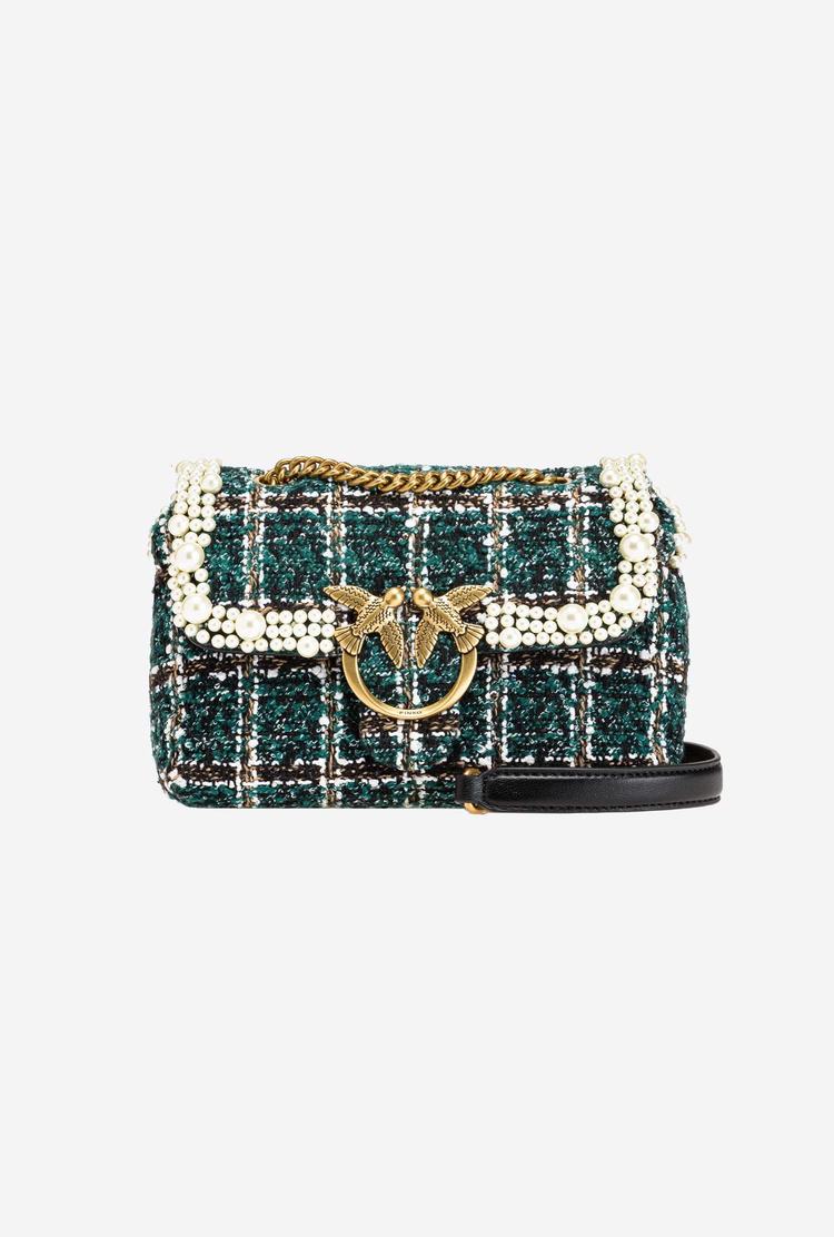 Green Gold Women's Pinko Mini Love Bag Puff Pearls Frame Crossbody Bags | Ireland-78421369