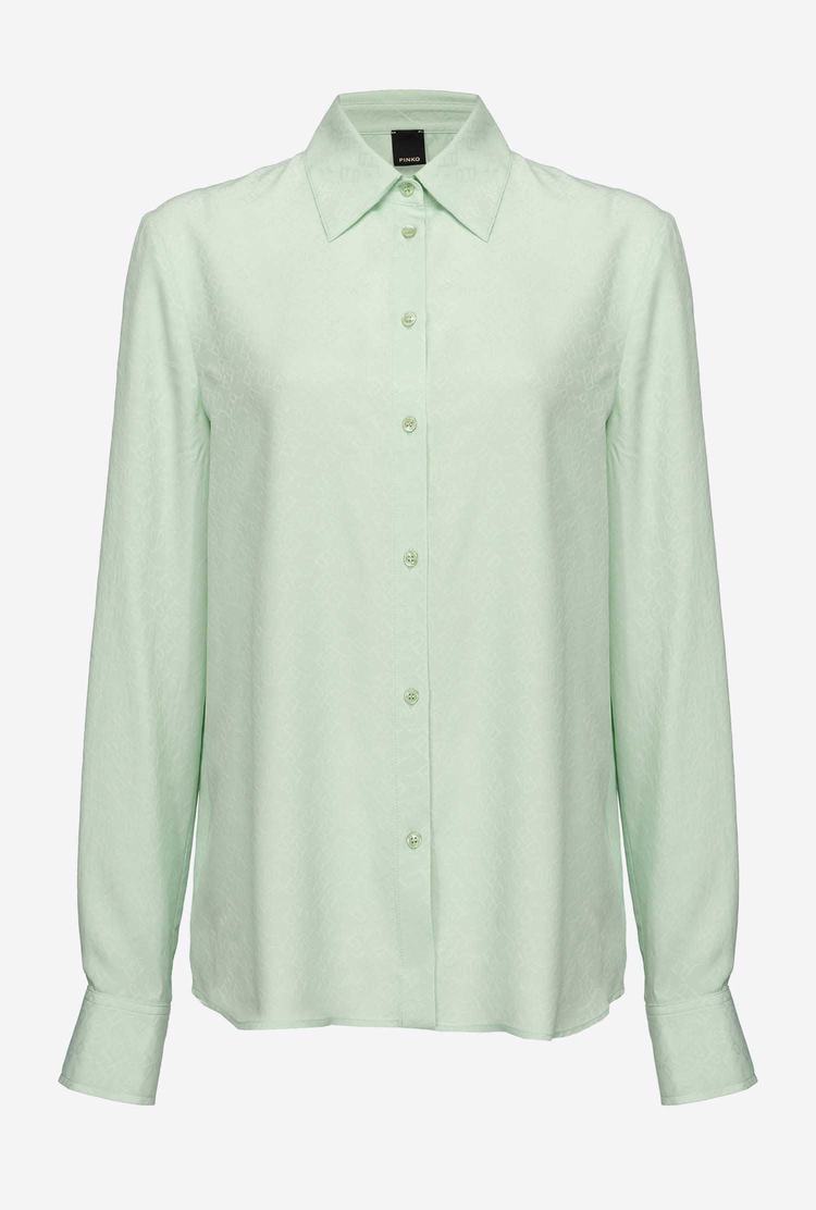 Green Light Green Mint Women's Pinko Logo Shirts | Ireland-39504179