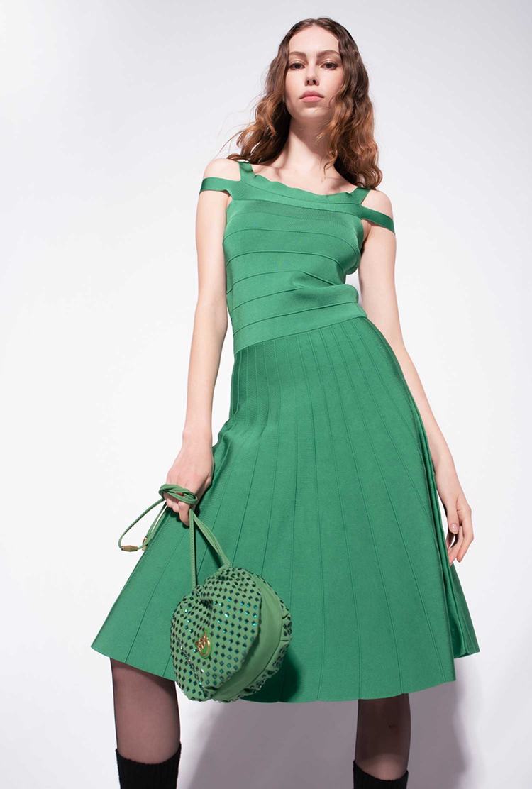 Green Women's Pinko Band Pattern Dress | Ireland-63217949