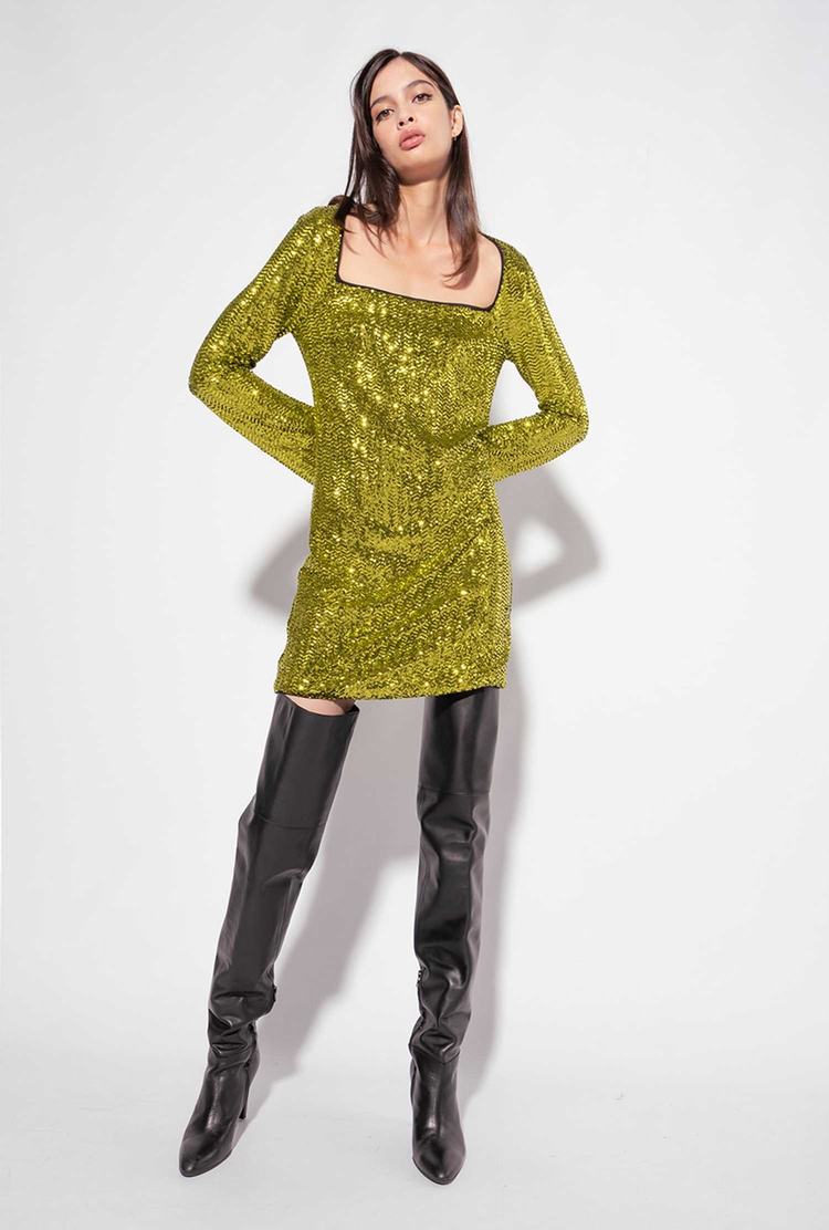 Green Women's Pinko Fully Sequinned Dress | Ireland-86035719