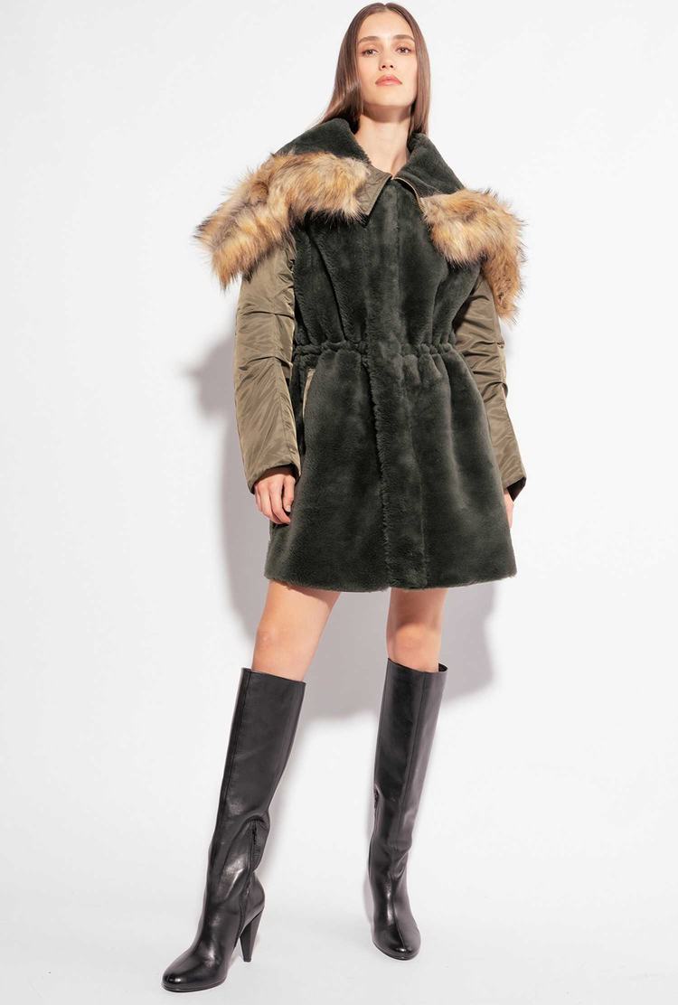 Green Women's Pinko Fur-effect Jackets | Ireland-80452369