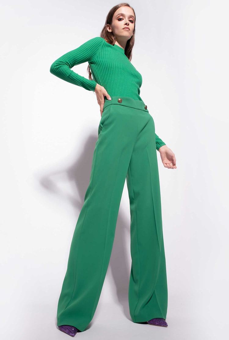 Green Women's Pinko Golden Buttons Pants | Ireland-12075939