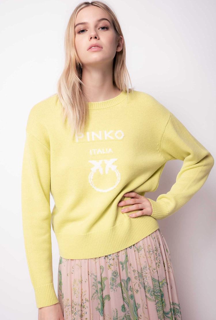 Green Women's Pinko Love Birds Pullover | Ireland-14957289