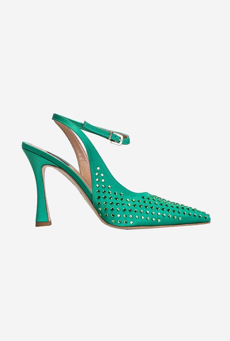 Green Women's Pinko Rhinestones Heels | Ireland-06175899