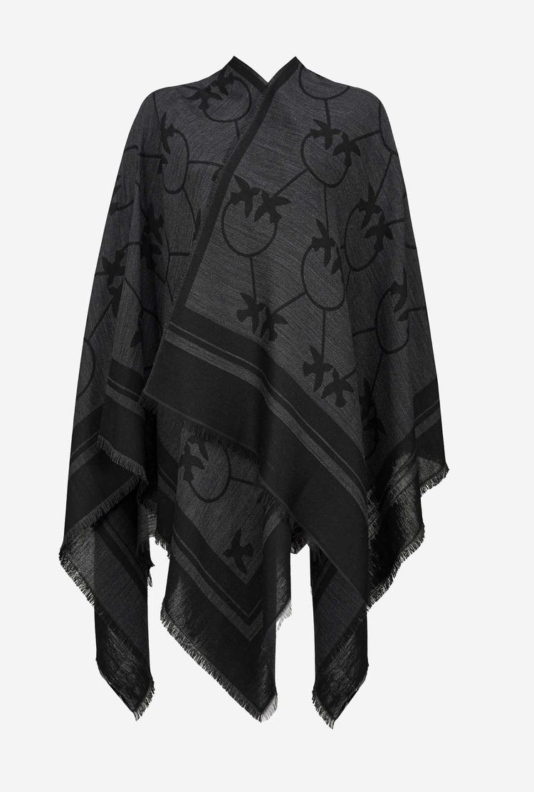 Grey/Black Women's Pinko Large Love Birds Shawl Scarves | Ireland-35620979