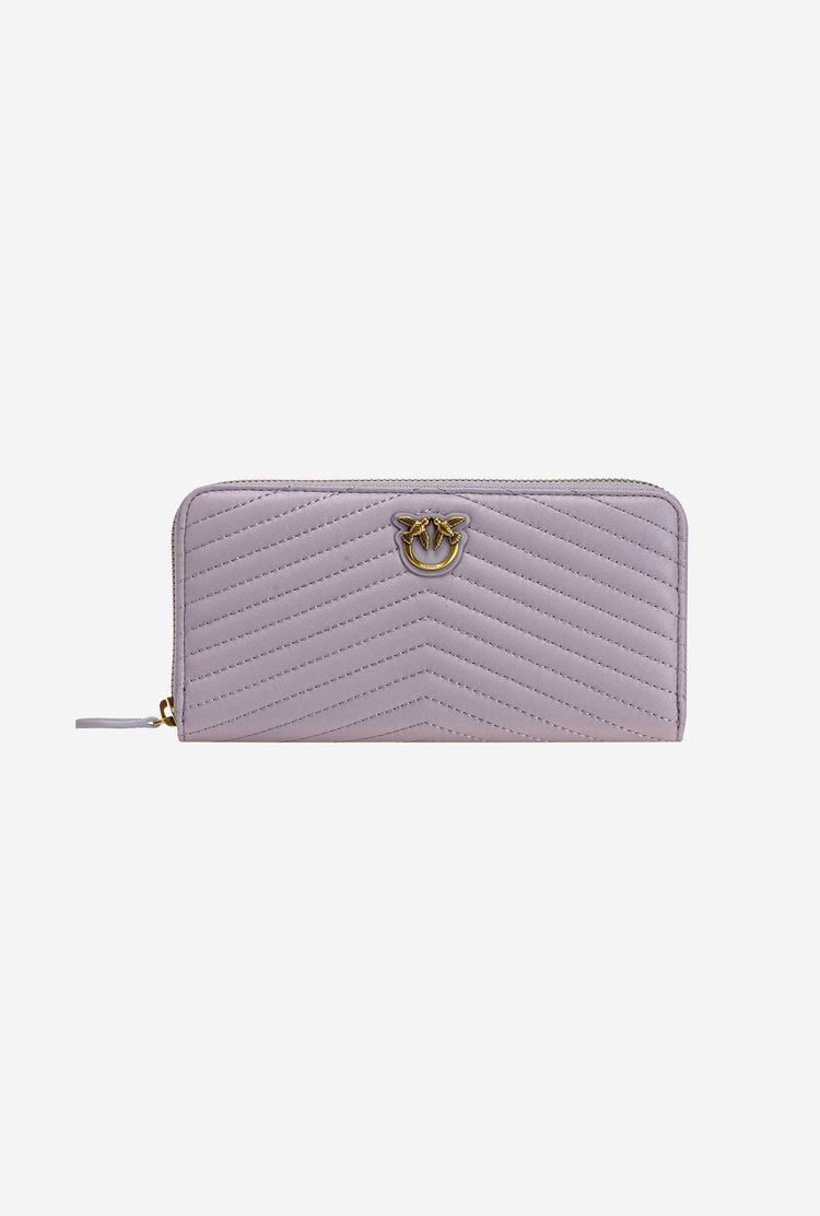 Grey Gold Women's Pinko Zip-around In Chevron-patterned Nappa Leather Purses | Ireland-40318729