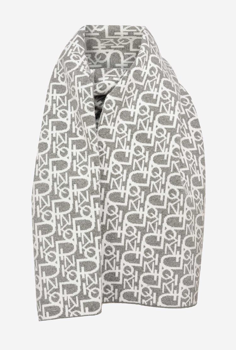 Grey/White Women's Pinko Monogram Scarves | Ireland-42960739