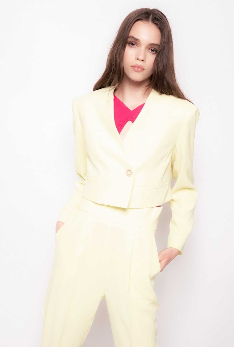 Light Yellow Women's Pinko Cropped Blazers | Ireland-01437589