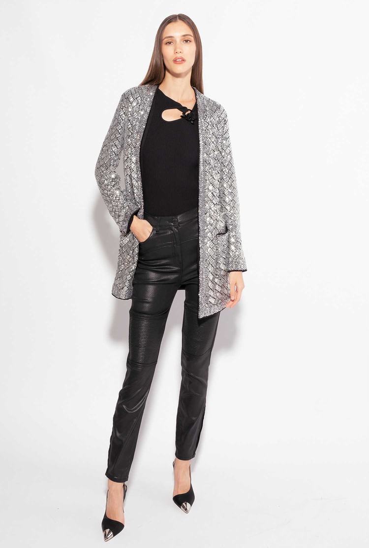 Metal Silver Women's Pinko Fully Sequinned Jackets | Ireland-39562109