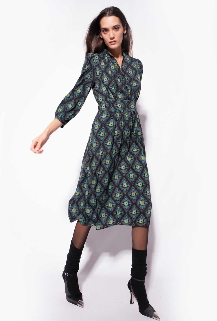 Multicolor Black/Green Women's Pinko Geometric Floral Dress | Ireland-25684179