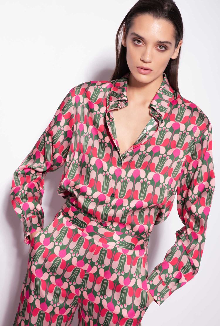 Multicolor Fuchsia/Green Women's Pinko Liberty Floral Twill Shirts | Ireland-28953079