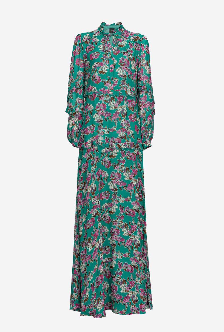 Multicolor Green/Fuchsia Women's Pinko Floral Maxi Dress | Ireland-01423769