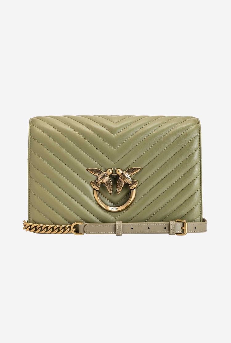 Olive Green Gold Women's Pinko Classic Love Bag Click Chevron Crossbody Bags | Ireland-59647329