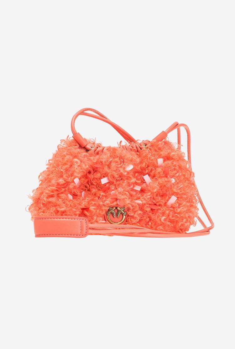 Orange Gold Women's Pinko Mini Pouch Bag Neon Curls Handbag | Ireland-46719309