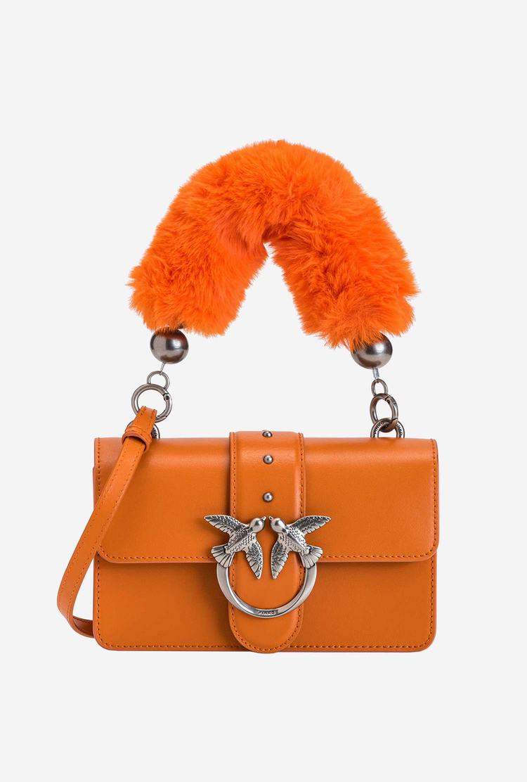 Orange Silver Women's Pinko Faux Fur Shoulder Strap Handbag | Ireland-30147259