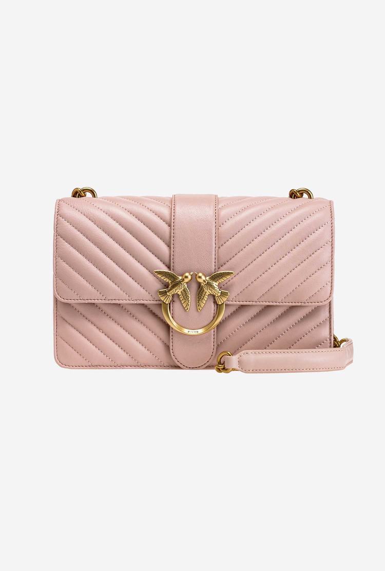 Pink Gold Women's Pinko Classic Love Bag Icon Chevron Crossbody Bags | Ireland-63490219