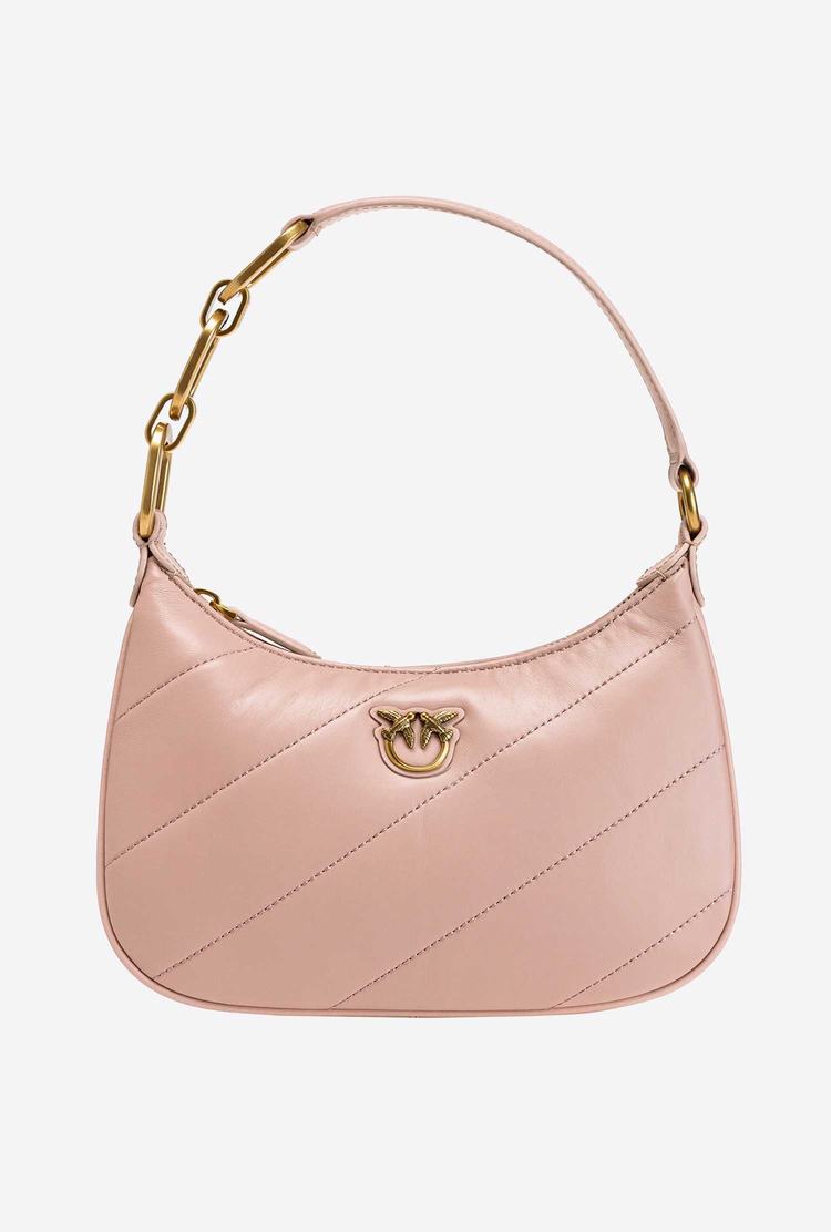 Pink Gold Women's Pinko Mini Love Bag Half Moon Maxi Quilt Shoulder Bags | Ireland-76423959