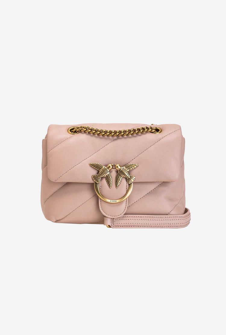 Pink Gold Women's Pinko Mini Love Bag Puff Maxi Quilt Crossbody Bags | Ireland-43908679