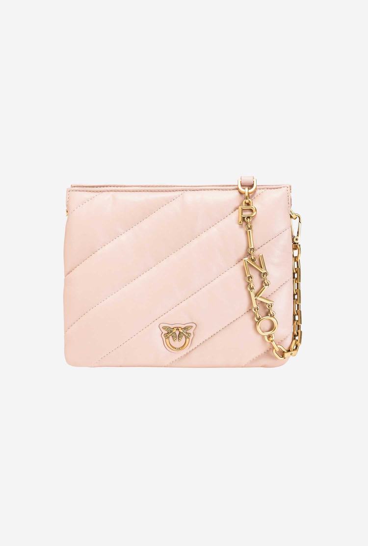 Pink Gold Women's Pinko Small Twins Bag Maxi Quilt Crossbody Bags | Ireland-57148399