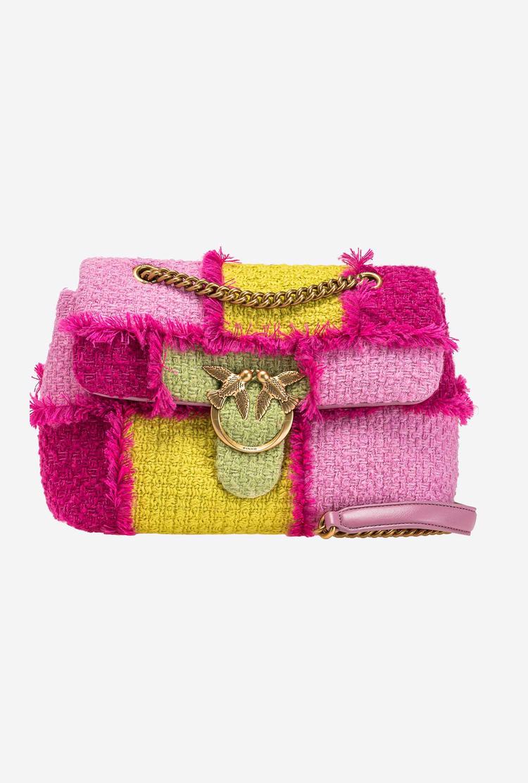 Pink/Green Gold Women's Pinko Classic Love Bag Puff Patchwork Crossbody Bags | Ireland-96051489