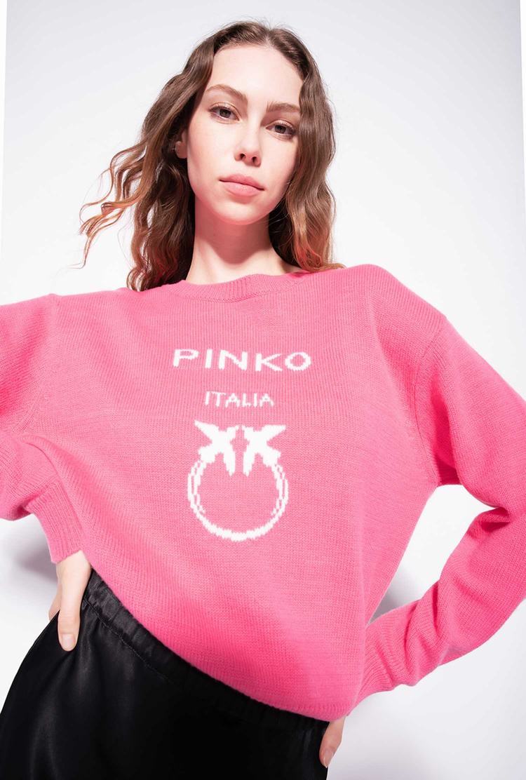 Pink Women's Pinko Love Birds Pullover | Ireland-23968179