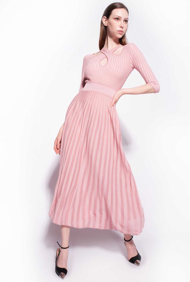 Pink Women's Pinko Two-tone Knit Midi Dress | Ireland-53890429