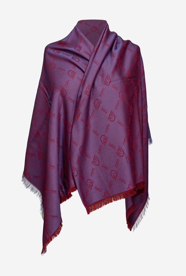 Purple/Blue Women's Pinko Large Monogram Scarves | Ireland-81504639