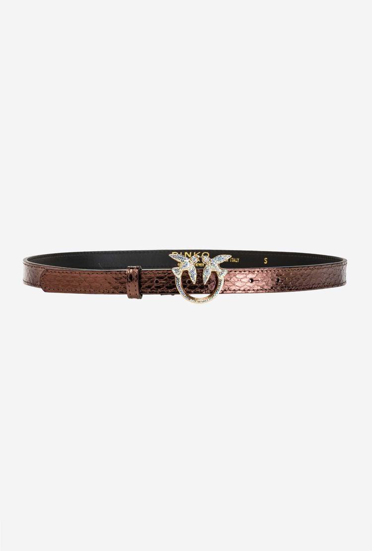 Purple Gold Women's Pinko Galleria Thin Laminated Reptile Skin Belts | Ireland-13987069