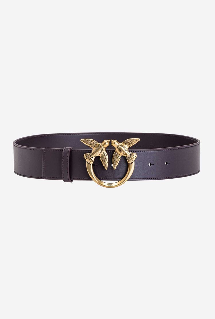 Purple Gold Women's Pinko Love Birds Leather Belts | Ireland-48631729