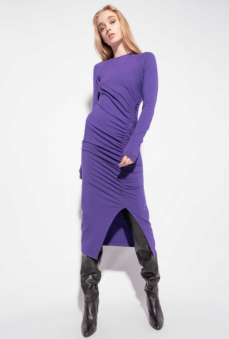 Purple Women's Pinko Long Knit Dress | Ireland-97582409