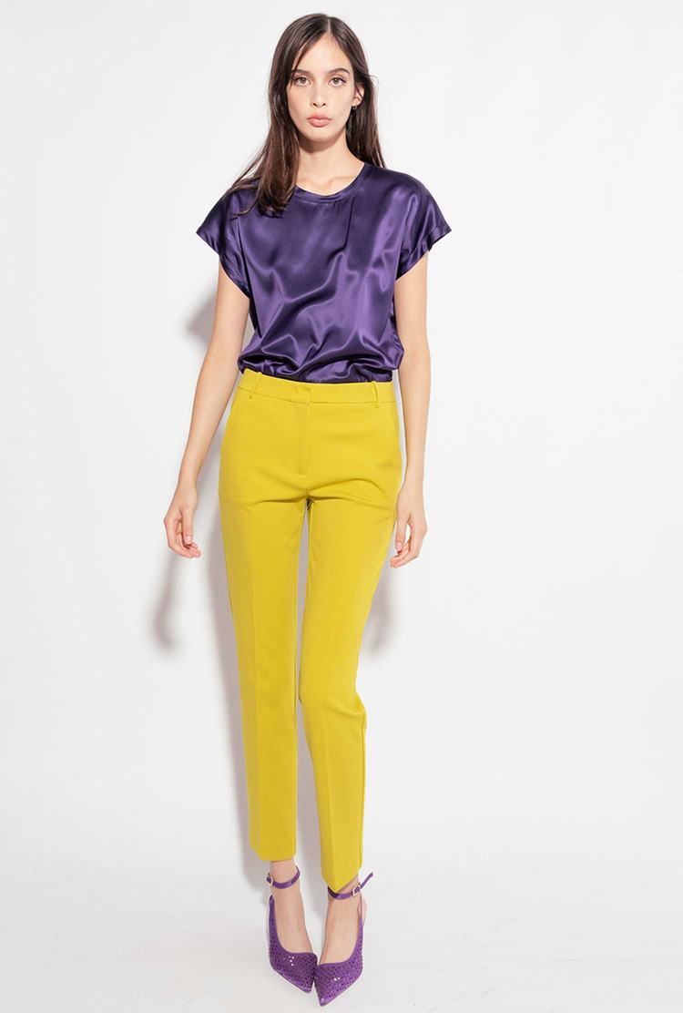 Purple Women's Pinko Stretch Satin Shirts | Ireland-92754169