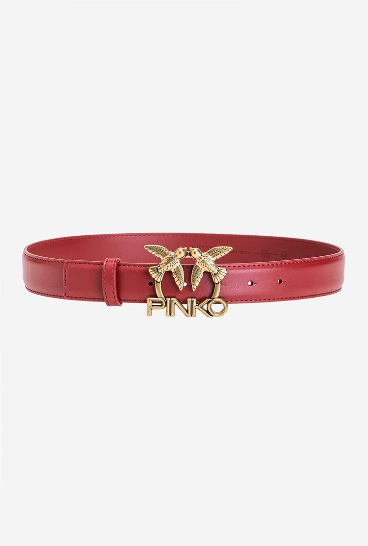 Red Gold Women's Pinko Love Birds Logo Belts | Ireland-47561029