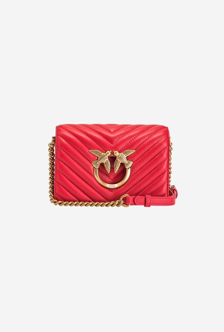 Red Gold Women's Pinko Mini Love Bag Click V Quilt Crossbody Bags | Ireland-26054919