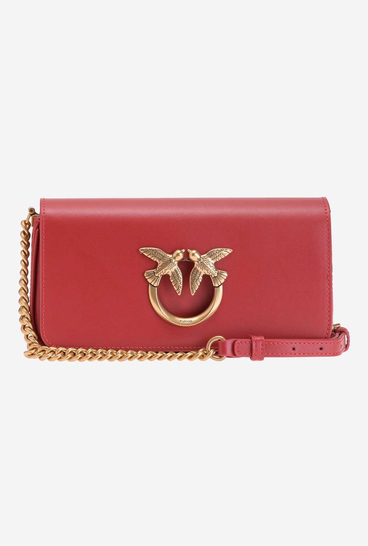 Red Gold Women's Pinko Mini Love Bag Click Baguette Simply Crossbody Bags | Ireland-26197809