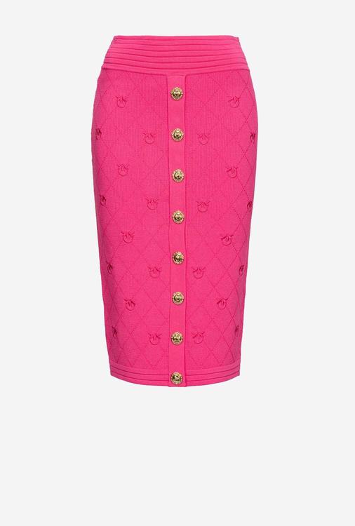 Red Women's Pinko Jacquard Love Birds Skirts | Ireland-71032599