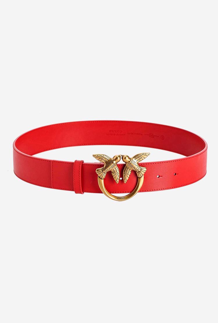 Red Women's Pinko Love Birds Leather Belts | Ireland-29187459